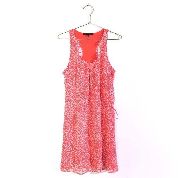Crimson Coast Red-Orange Dot Dress with Tie M - Picture 1 of 6